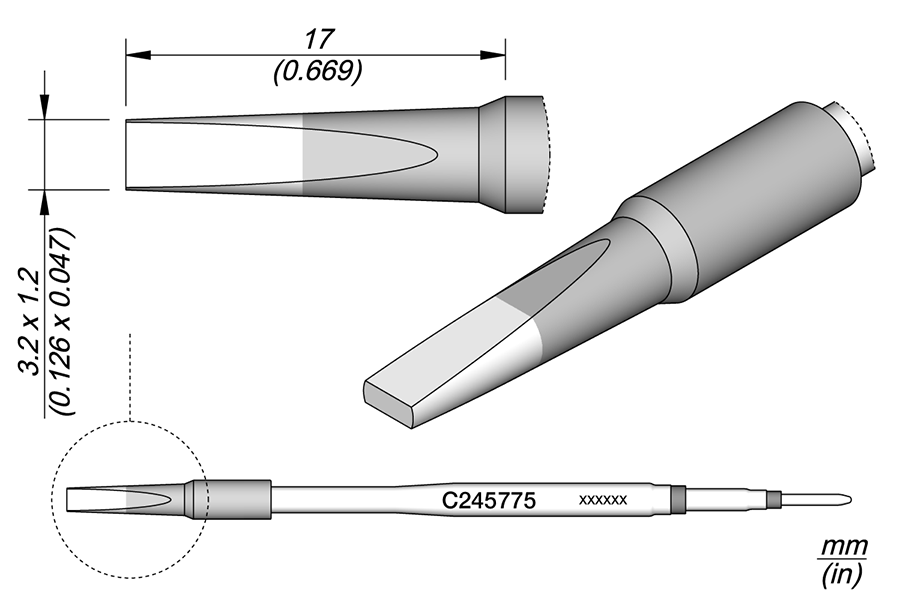 C245775 - Cartridge Chisel 3.2 x 1.2
